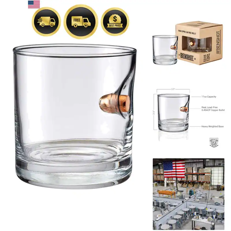 Steine Glas mit echter 0,45 ACP Kugel - 11oz | Made in the