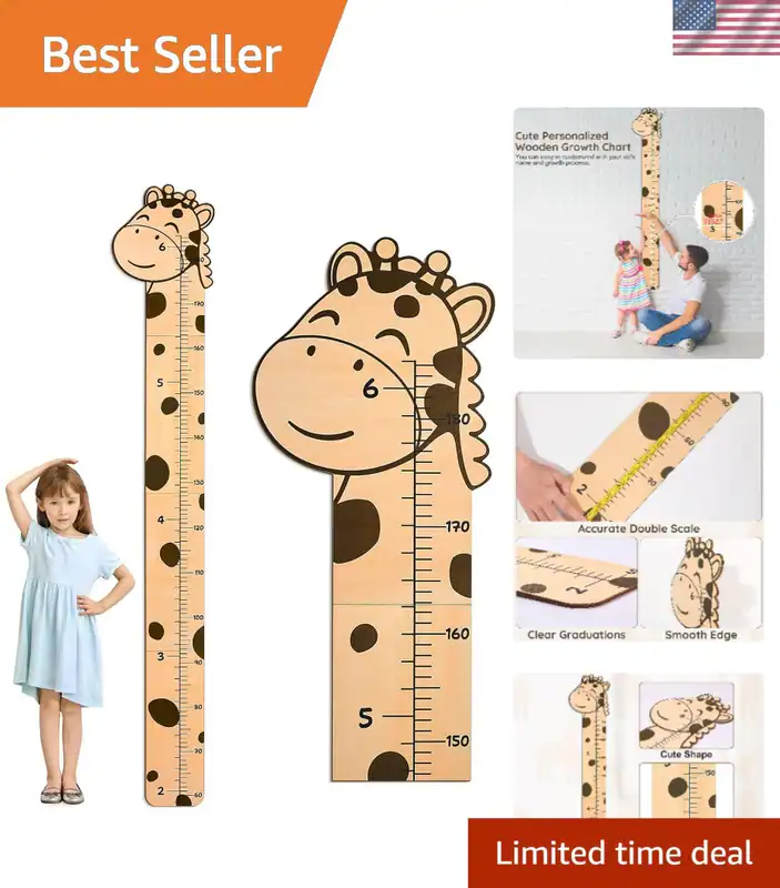 Holz Wachstumstabelle Kinder Höhe Wandlineal Kinderzimmer Deko Giraffen