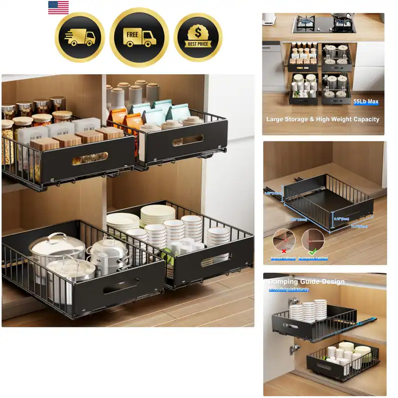 2 Stück Ausziehbare Schrank Organizer, Ausziehbare Schubladen für Schränke,