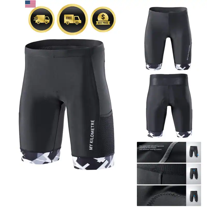 Herren Triathlon Shorts mit verstellbarem Kordelzug einfache Beintaschen