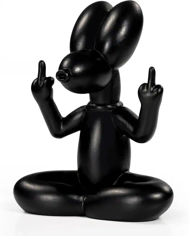 Lustige Harz Mittelfinger Ballon Hund Statue für Büro Regal Schreibtisch Dekor