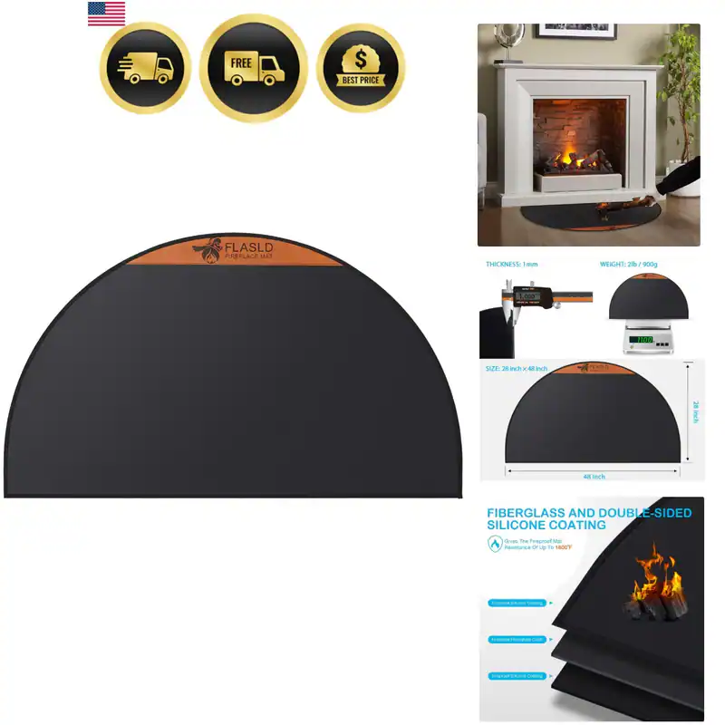 Feuerfeste Kaminmatte 28×48 Zoll Halbrunder Herd Teppich Schützt Böden vor...