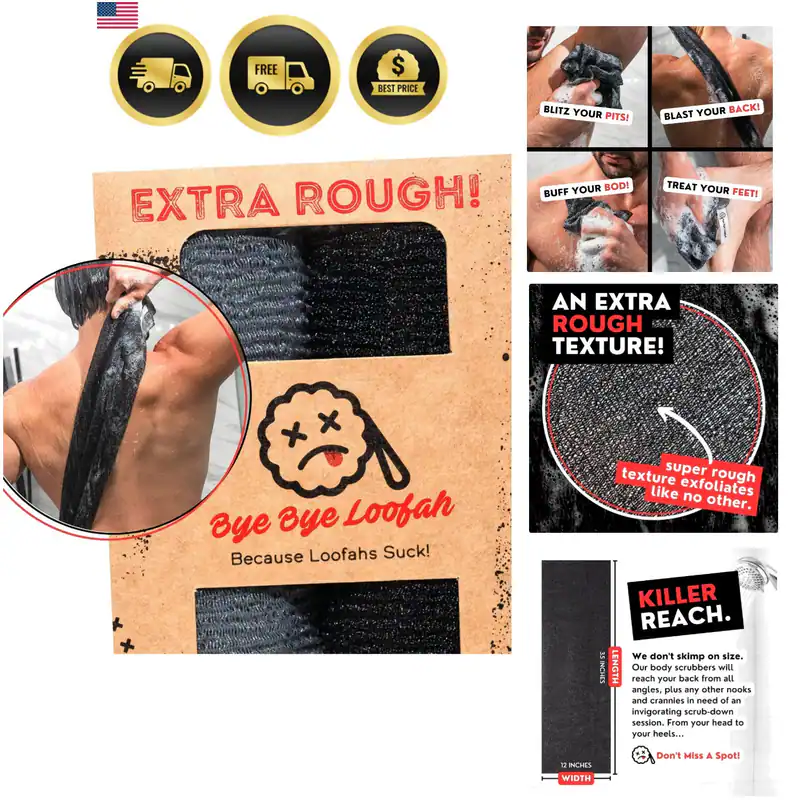 Extra grober Peeling Waschlappen - Extreme Körper- & Rückenpeeling zum Duschen,