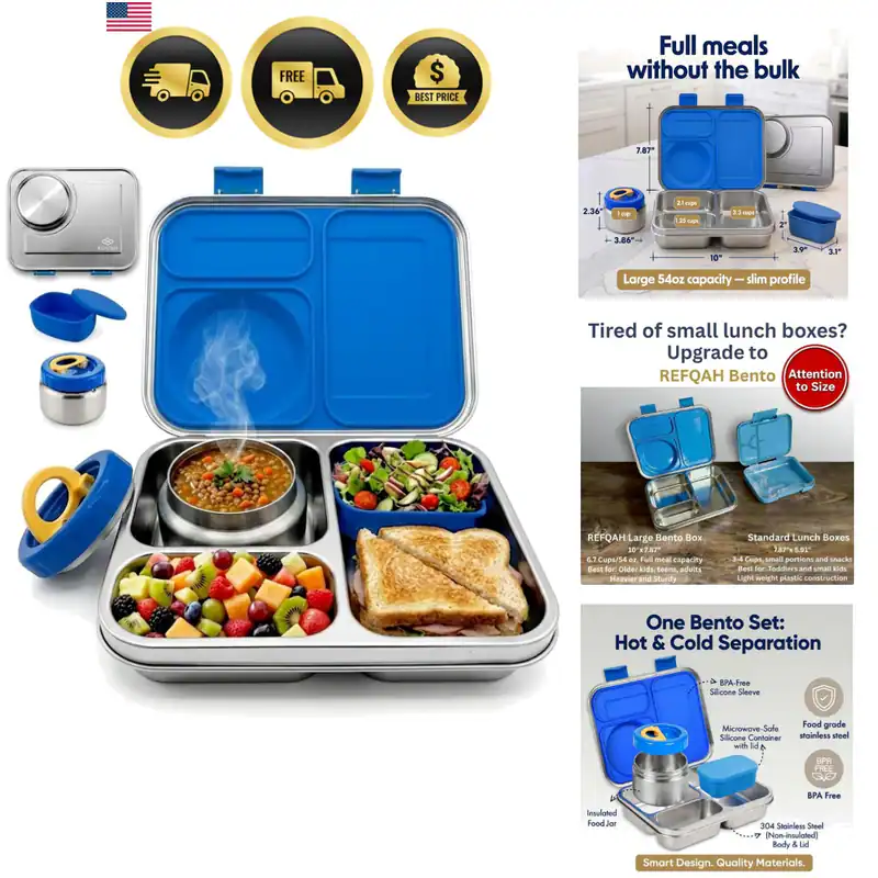 Edelstahl Bento Brotdose mit 8 Unzen Thermo Lebensmittel Glas - 54 Unzen -