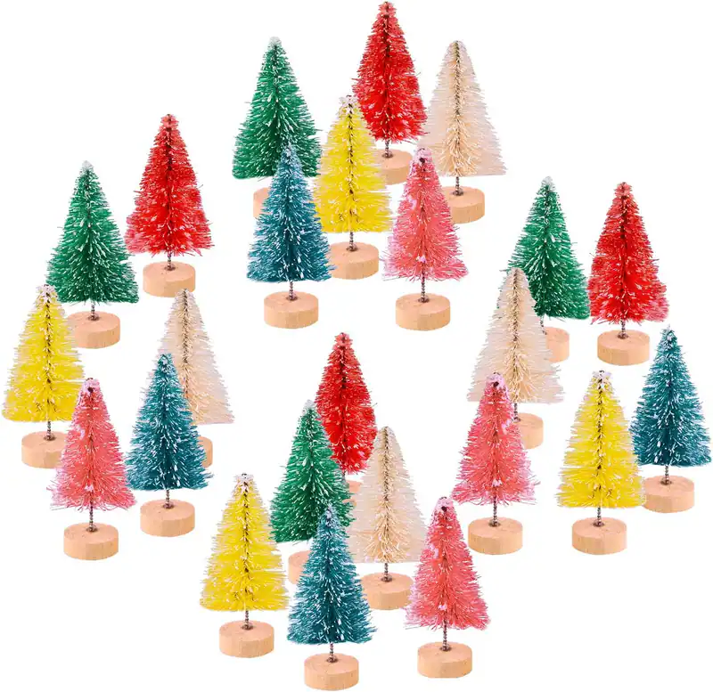 24 Stück Mini Sisal Flaschenbürste Bäume, 6 Farben, kleine Größe