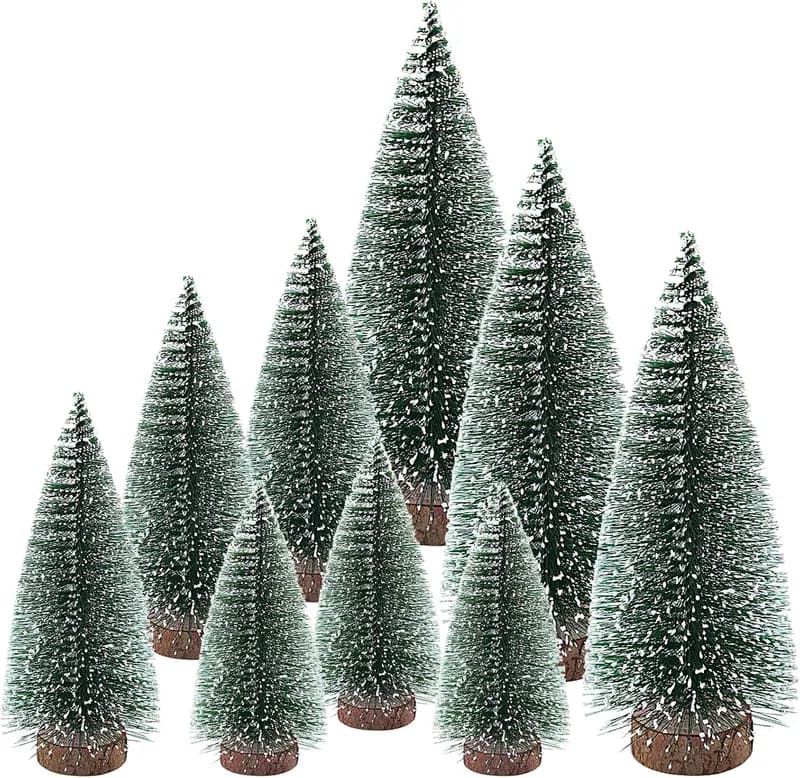 9 Stück Mini Weihnachtsbäume, Weihnachten Schlafzimmer Deko Tischplatte Bäume