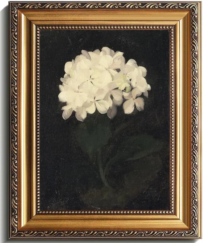 Vintage Wandbilder goldgerahmt, stimmungsvolle botanische Blume, rustikal noch
