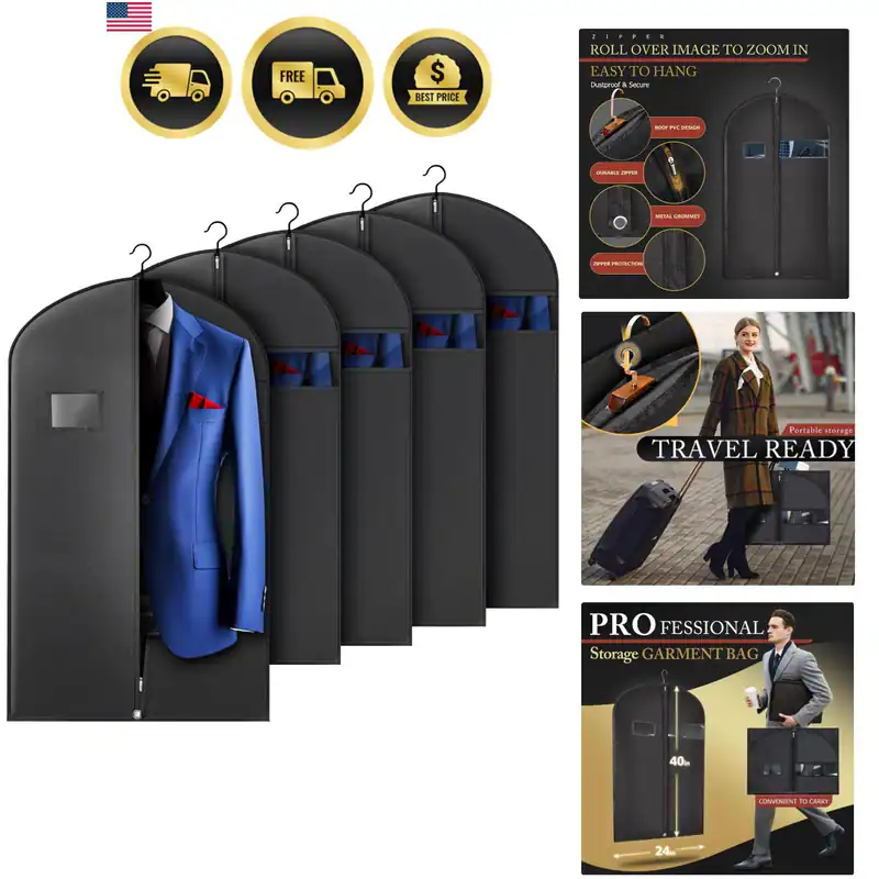 5er Pack 40 Zoll Anzugsack Kleidersack für Reise und Aufbewahrung, Kleidersäcke