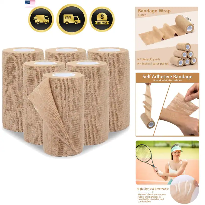Selbstklebende Bandage Wrap 6 Pack, 4" x 5 Yards Elastische Coban Wrap,