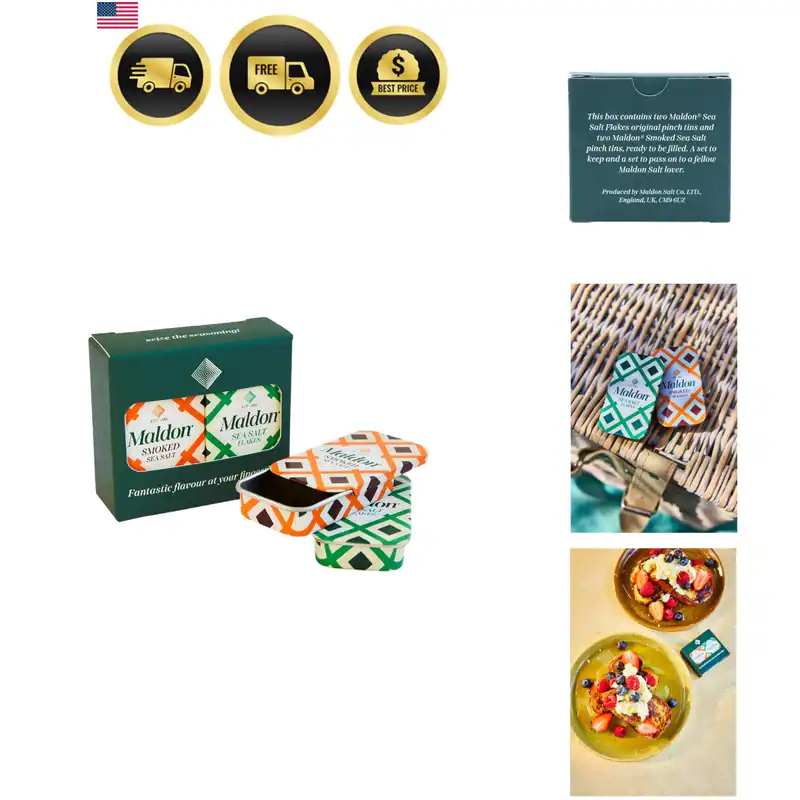 Maldon Salt - Prise Dose Set - 2 x Meersalz Prise Dosen und 2 x Smoked Sea