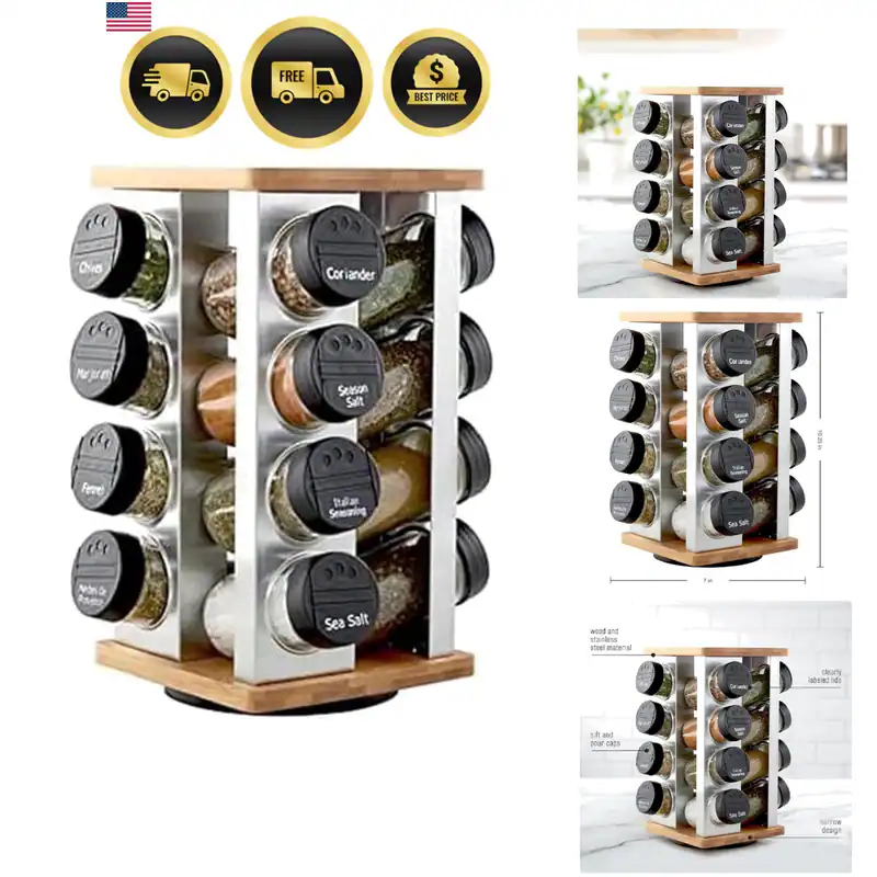 16 Glas Warner Drehbar Arbeitsplatte Gewürzregal Organizer mit Lift & Pour