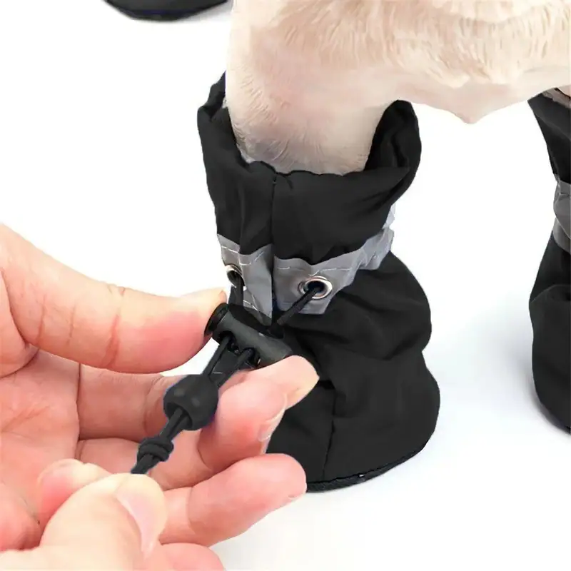 4 Stück wasserdichte Hundeschuhe - Antirutsch Regenstiefel für kleine Hunde &