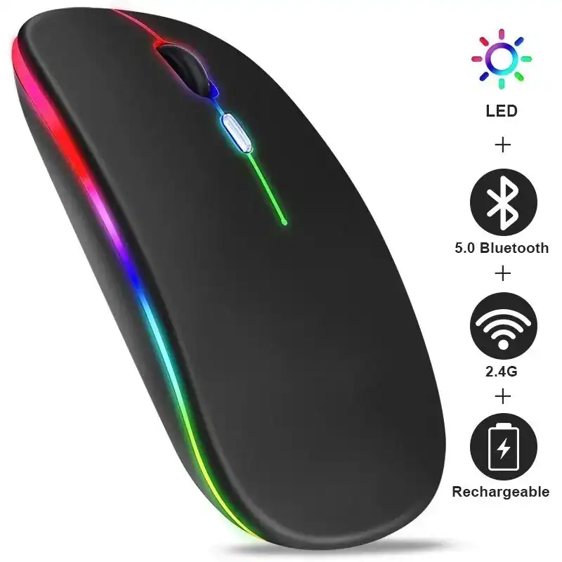 RGB Wireless Rechargeable Bluetooth Gaming Mouse 3600DPI for Laptop PC