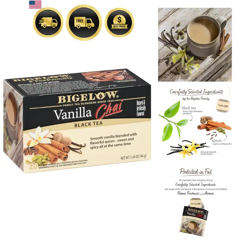 Bigelow Vanilla Chai Schwarzteebeutel, 20 Stück 6er Pack