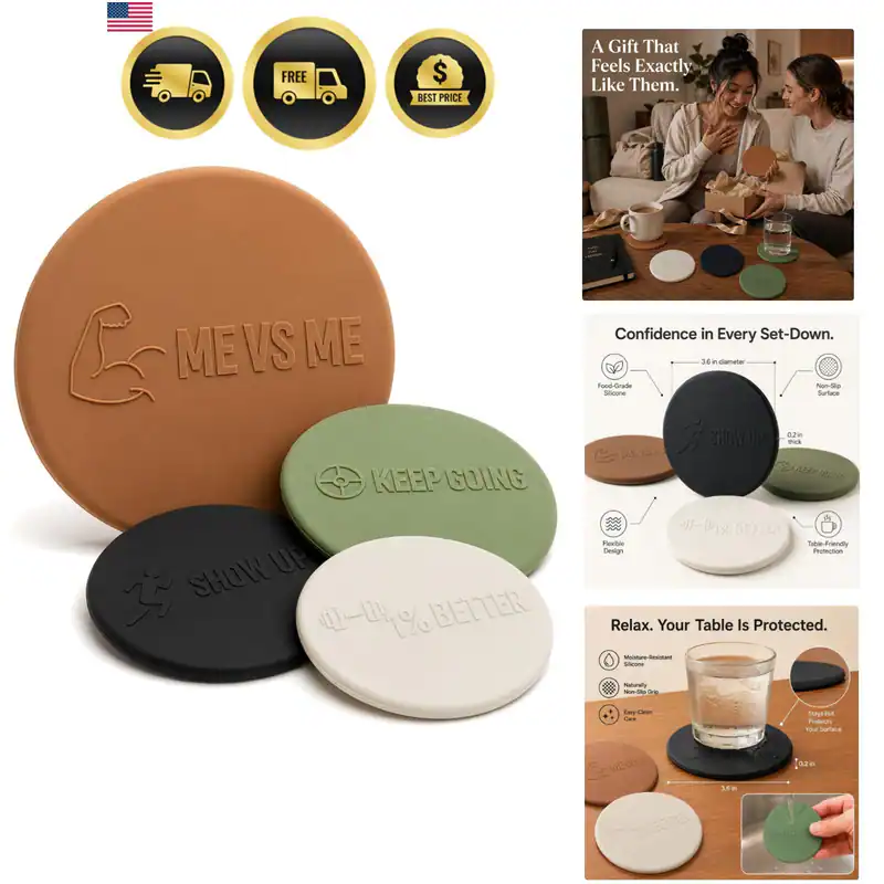 Silikon Untersetzer 4er Set für Fitnessliebhaber, Home Gym Deko