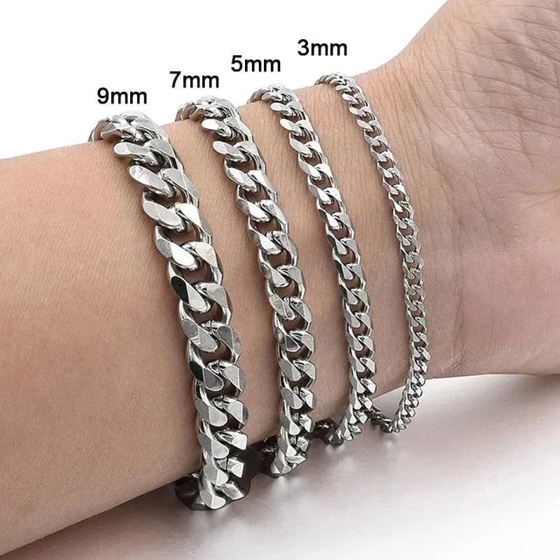 Herren Kubanische Gliederkette Armband Edelstahl Panzerarmband 3/5/7/9/11 mm