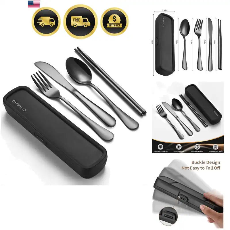 Reiseutensilien mit Etui, Edelstahl Camping Besteck Set, verstärkte Ca...