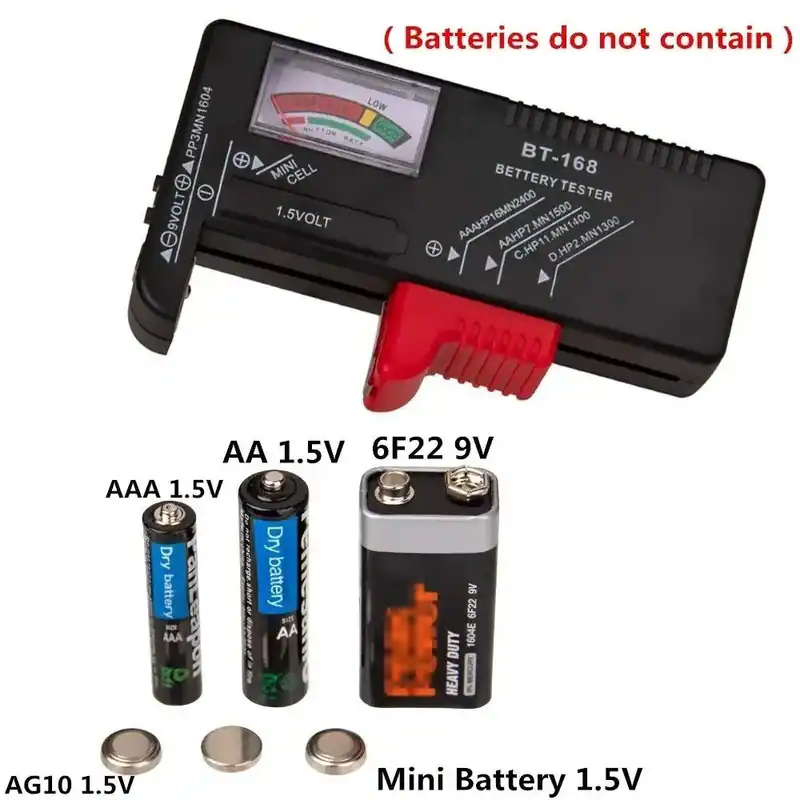 Batterietester Checker Universal für AA AAA C D 9V 1,5V Knopfzellen Batterien