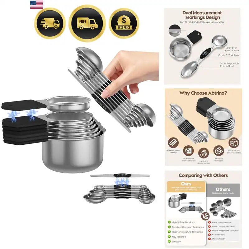Magnetische Messbecher und Löffel Set - 304 Edelstahl