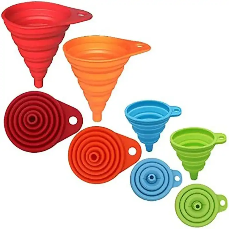 Faltbares Silikon Trichter Set 4 Stück Lebensmittelqualität für