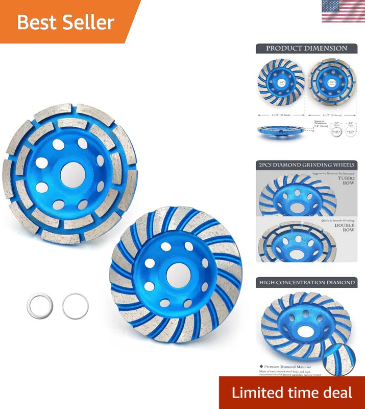Diamant Schleiftopfscheiben Set 115 mm 4-1/2 Zoll zweireihig Turbo Reihe