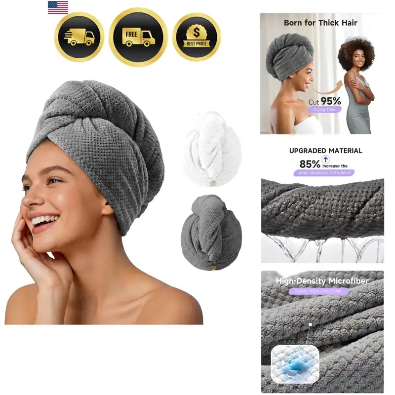2er Pack Mikrofaser Haartuch Halstuch für lockiges Haar, super saugfähig