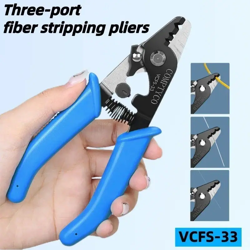 COMPTYCO VCFS-33 Glasfaser-Abisolierzange 3 Port Fuß Glasfaserkabel