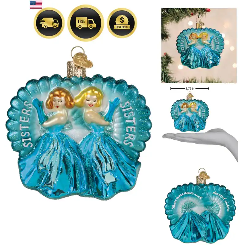 Schwestern Schwestern Glas mundgeblasen Ornament für Weihnachtsbaum, Handarbeit