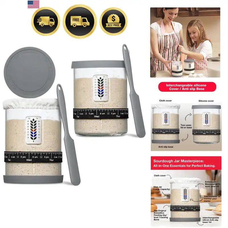 2er Pack Pro Sauerteig Starter Glas Kit - 40oz Große Große Öffnung