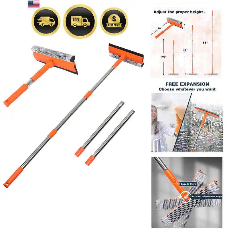 Profi Fensterabzieher, 2 in 1 Abzieher Fensterreiniger mit langem Edelstahl...