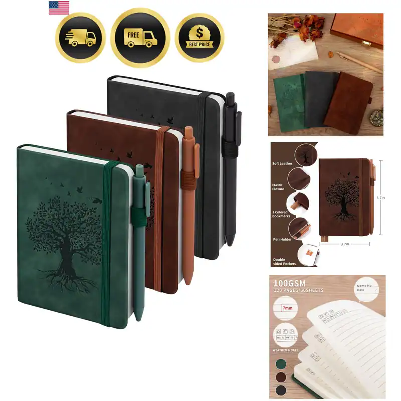 3er Pack Pocket Journaling Notizbücher, A6 kleines Notizbuch insgesamt 360