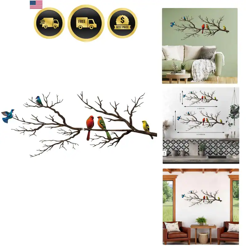 Metall Vögel Wandbild, Metall Lebendige Vögel auf Ast Silhouette Wanddeko
