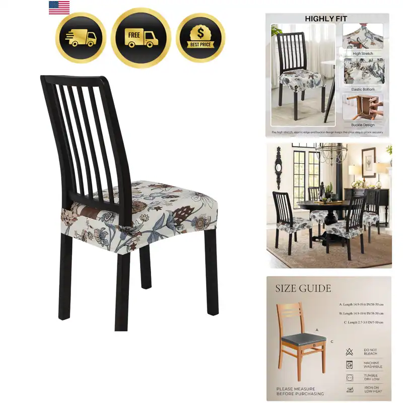 Esszimmerstuhl Sitzbezüge 6er Set, hinten bezogen, große Blume