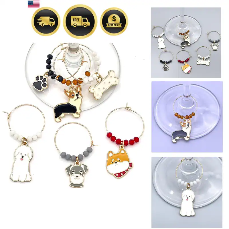 Hund Weinglas Charms, Hund Mama Geschenke, Haustier Liebhaber Gastgeberin