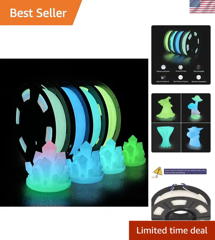 3D Drucker Filament Konvolut Glow in the Dark Multicolor PLA 1,75mm 4er Pack