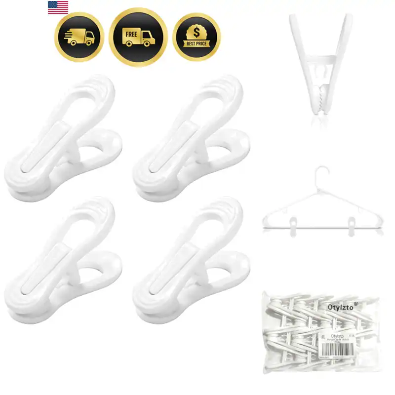 20 Stück Mehrzweckclips für Kleiderbügel, weiße Kleiderbügelclips, Standard...