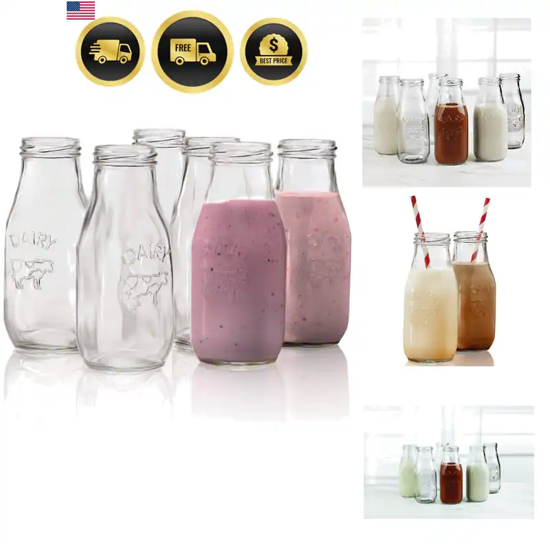 Land Milchflaschen 6er Set Trinkgläser, Haus und Küche Milchkuh Gl...