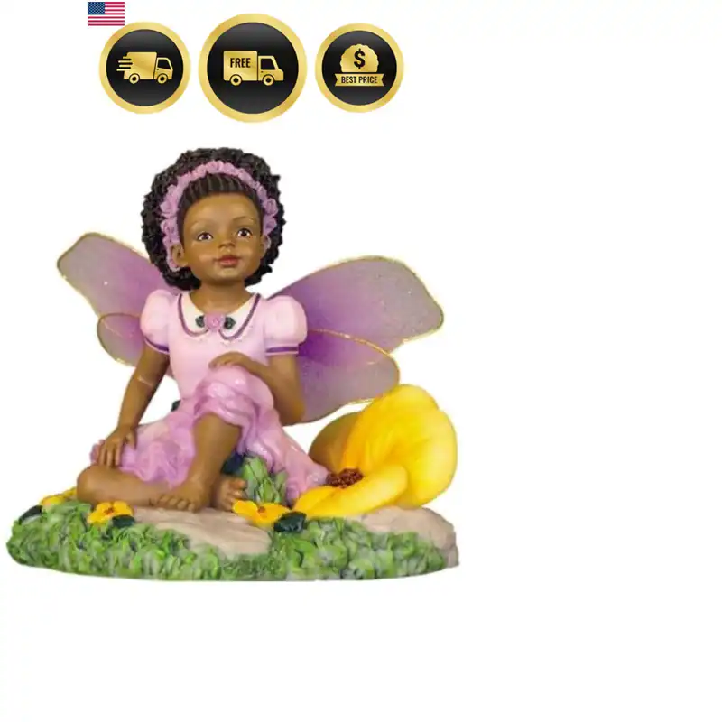 Afroamerikanische Fee: Kind in Lavendel, 4" Höhe