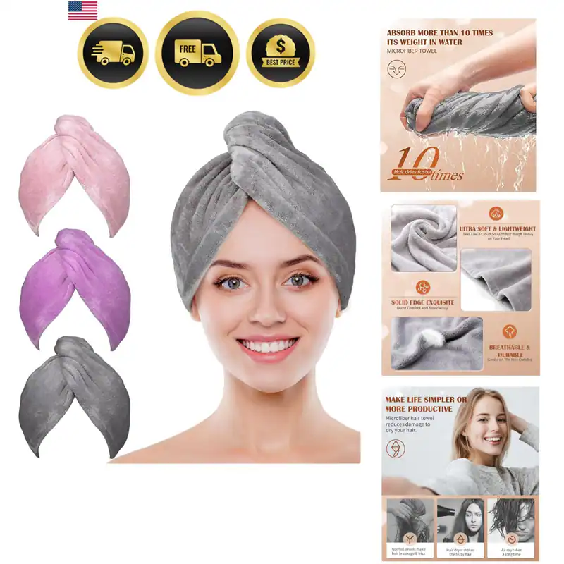 Mikrofaser Haartuch Halstuch, 3er Pack schnelltrocknendes Haar Turban, Strumpf