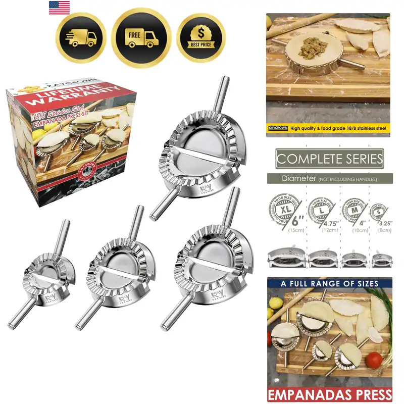 Empanada Maker Presse, Edelstahl Knödelmaschine Set, 2-in-1 Teigschneider...