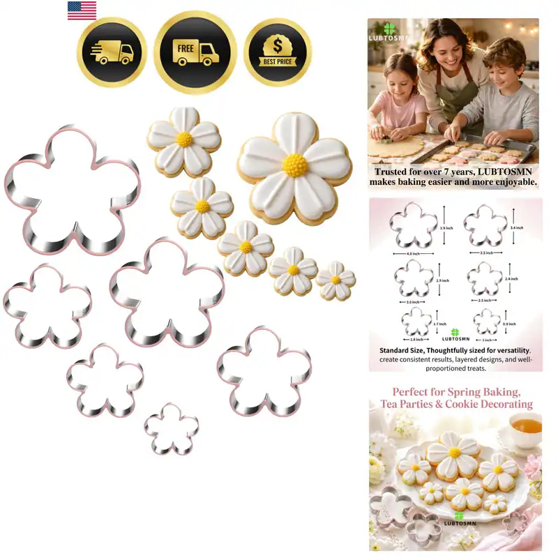 LUBTOSMN 6 Stück Blumen Ausstechformen Set, Silikonrand Backset
