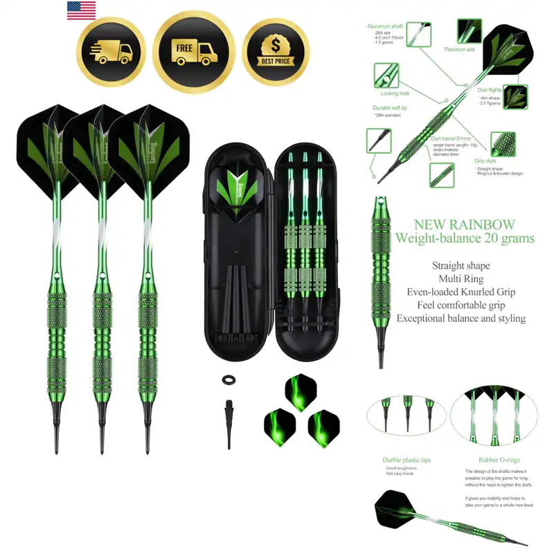 Soft Tip Dart Set 18/20 Gramm - Profi Darts Kunststoffspitze mit Messingba...