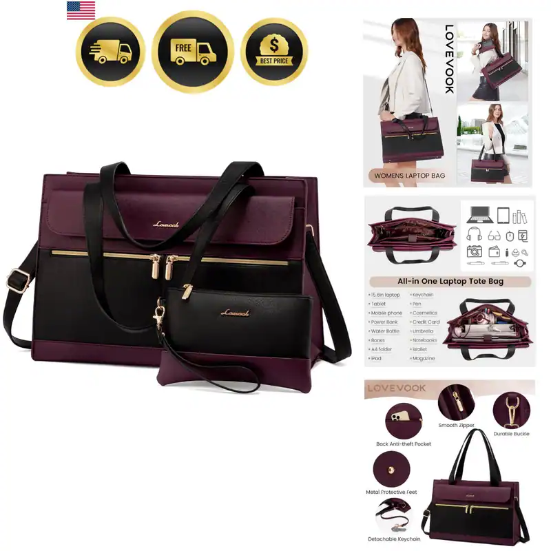 Laptoptasche für Damen 15,6 Zoll Beuteltasche Arbeit Profi Leder Computer