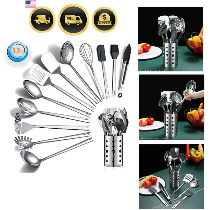 Edelstahl Kochutensilien Set, 13-teiliges Küchenutensilien Set, Küchen...