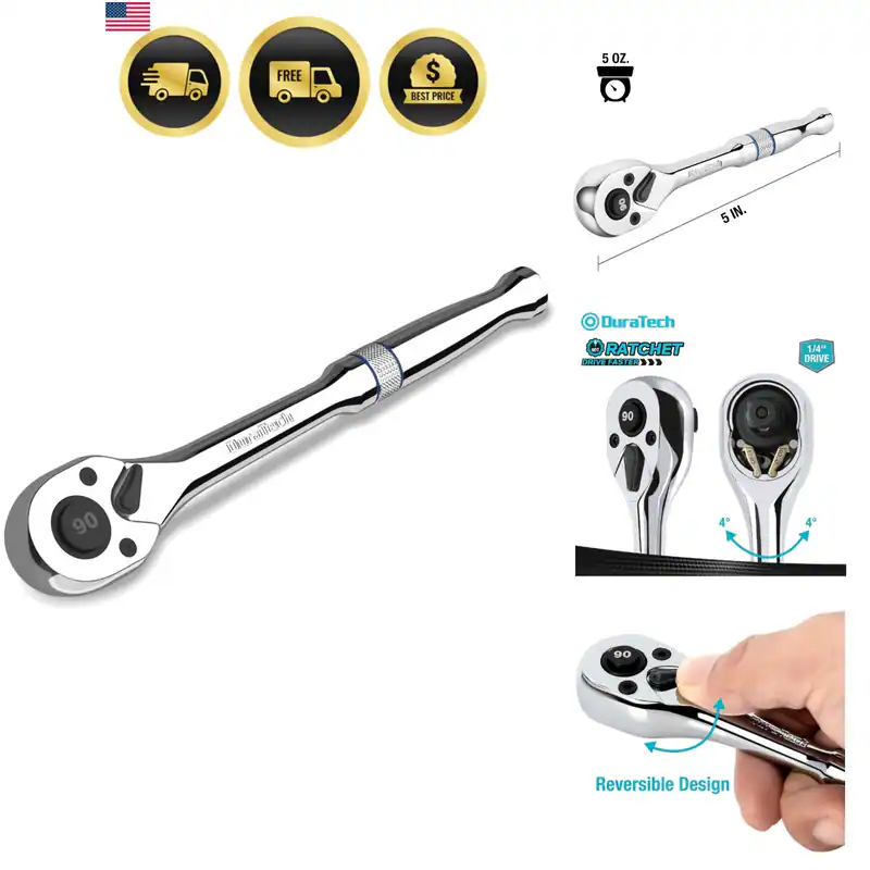 1/4 Zoll Antrieb Ratsche, 90 Zähne Schnellspanner Ratschenschlüssel,