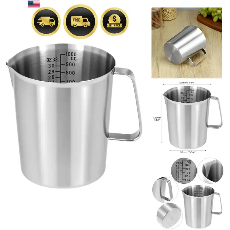 304 Edelstahl Messbecher 32 Unzen mit OZ/ML Graduierung, 4 Tassen Küche...