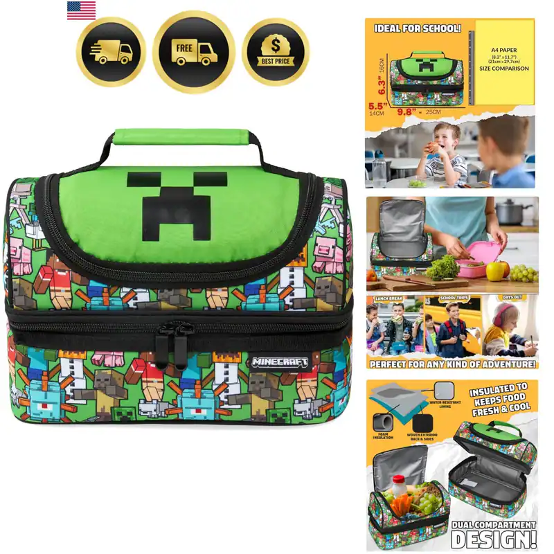 Isolierte Brotzeittasche für Kinder Creeper Lunchbox für Jungen Schulbedarf