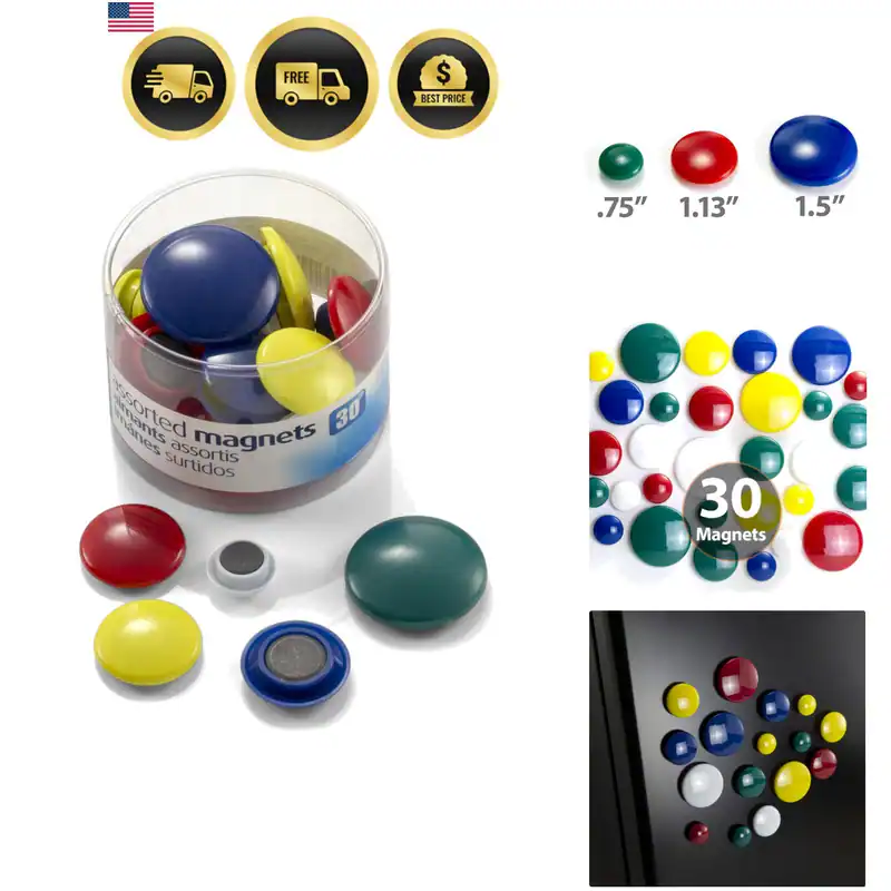Verschiedene Magnete, Kreise, verschiedene Größen und Farben, 30 pro Wanne