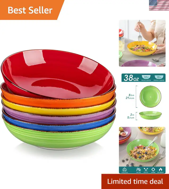 Keramik Pastaschalen 6er Set flache Servierschalen für Pasta Salat Suppe