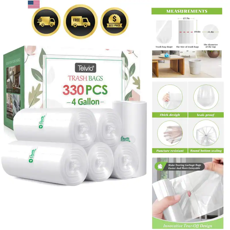 Müllsäcke Müllsäcke kleine Plastiktüten für Home Office Küche 4 Gallonen 3...